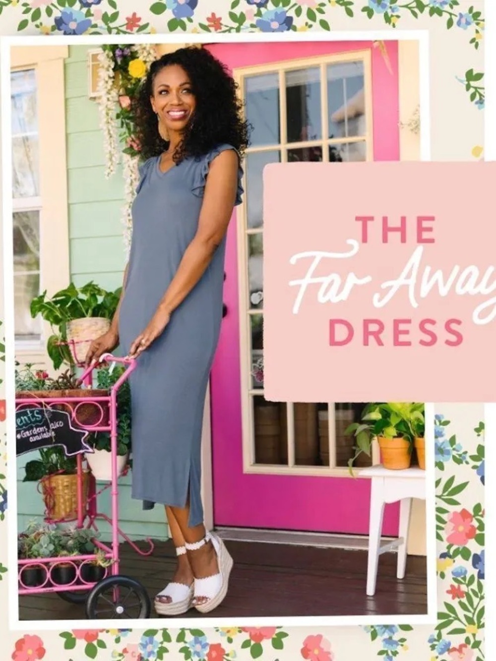 Matilda Jane Far Away Midi Dress XL Dusty Blue Ruffle Flutter Sleeve Modal Knit
